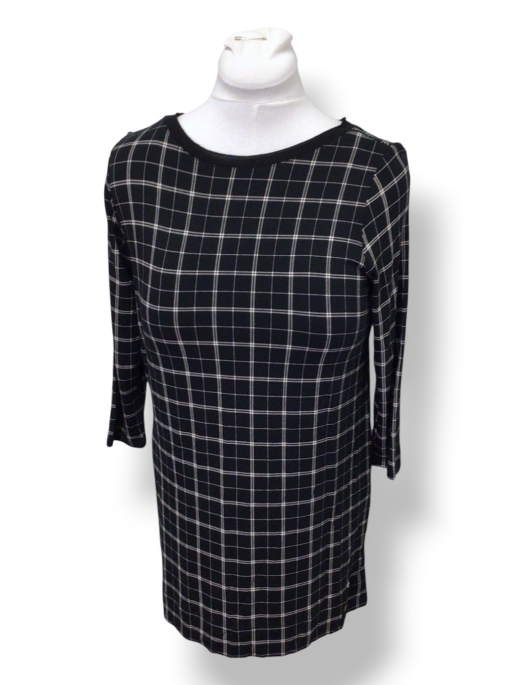 J. Jill Wearever Women’s 3/4 Sleeve Soft Plaid Knit Tunic, Black, Size S